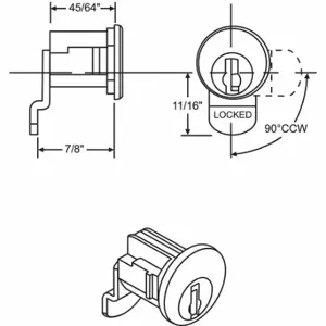 GRAINGER 97-3 Mailbox Lock, 4C Pedestal Mailboxes, HL1 Keyway/Series C8712 Offset Cam | CQ2KPD 451K32