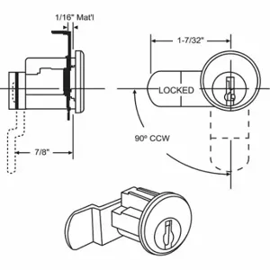 GRAINGER 97-76 Mailbox Lock, 4C Pedestal Mailboxes, NA14 Keyway/Series C8710 Offset Cam | CQ2KPG 451K31