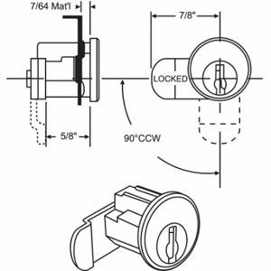 GRAINGER 97-8 Mailbox Lock, 4C Pedestal Mailboxes, HL1 Keyway/Series C8718 Offset Cam | CQ2KPE 451K34