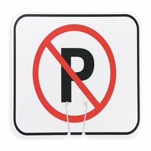 GRAINGER 03-550-NP Traffic Cone Sign, White, No Parking Symbol Legend, 12 3/4 Inch x 1/16 Inch Size | CH6HJV 2KCV5
