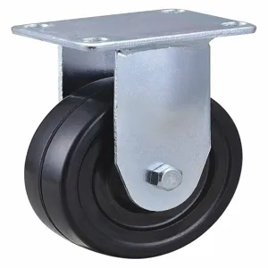 GRAINGER 400K58 Sanitary Plate Caster, Rigid, Rubber, 165 Lbs. Load Rating, 4 Inch Wheel Dia. | CH6JQZ