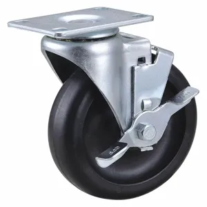 GRAINGER 400K70 Sanitary Plate Caster, Swivel, Polyolefin, 300 Lbs. Load Rating, 5 Inch Wheel Dia. | CH6JRE