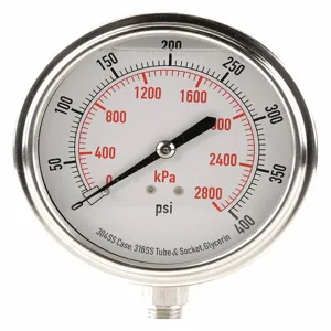 GRAINGER 4CFK4 Pressure Gauge, 0 To 400 Psi Primary Pressure Range | CH6KCW