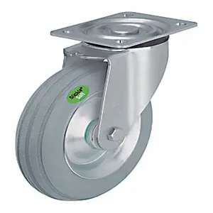 GRAINGER L-VW 162R-SG Plate Caster With Flat Free Wheels, Swivel, 6 5/16 Inch Wheel Dia. | CH6QAL 487G36