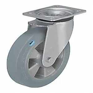 GRAINGER LK-ALEV 100K-14-SG Standard Plate Caster, Swivel, Rubber, 440 Lbs. Load Rating, 4 Inch Wheel Dia. | CH6PZM 454Y05