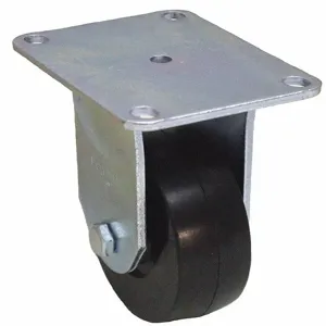 GRAINGER P12R-R040D-P2 Sanitary Plate Caster, Rigid, Rubber, 150 Lbs. Load Rating, 4 Inch Wheel Dia. | CH6QRE 487H10