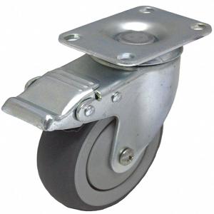 GRAINGER P12S-PRP035D-12-TB Sanitary Plate Caster, Swivel, Rubber, 250 Lbs. Load Rating, 3 1/2 Inch Wheel Dia. | CH6QRT 489A67