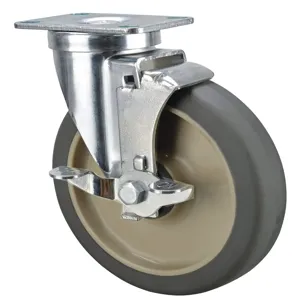 GRAINGER P12S-PRP060K-12-WB Debris-Resistant Plate Caster, Rubber, 300 Lbs. Load Rating, 6 Inch Wheel Dia. | CH6QRV 440A77