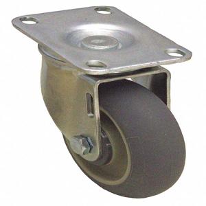 GRAINGER P12S-RCP040K-12 Debris Resistant Plate Caster, Swivel, 4 Inch Wheel Dia., Rubber | CH6QTF 454Y10