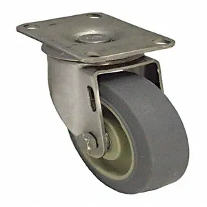 GRAINGER P12SX-PRP035D-12 Plate Caster, Swivel, Rubber, 250 Lbs. Load Rating, 3 1/2 Inch Wheel Dia. | CH6QTN 454N55