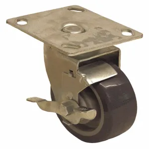 GRAINGER P13S-RP050D-14-SB Standard Plate Caster, Rubber, 240 Lbs. Load Rating, 5 Inch Wheel Dia. | CH6QTT 487G83