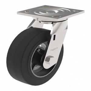 GRAINGER P21S-RY060R-14 Sanitary Plate Caster, Swivel, Rubber, 550 Lbs. Load Rating, 6 Inch Wheel Dia. | CH6QWF 488Z88