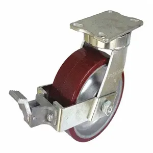 GRAINGER P27S-URA080K-16-WK Kingpinless Plate Caster, Swivel, 2550 Lb, 8 Inch Wheel Dia., Polyurethane | CH6QXR 455T69