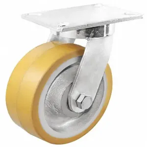 GRAINGER P27S-UY100K-16 Kingpinless Plate Caster, Swivel, 3000 Lb, 10 Inch Wheel Dia., Polyurethane | CH6QXT 454N63