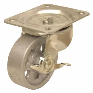 GRAINGER P2S-C040G-P-SB Standard Plate Caster, Swivel, Iron, 250 Lbs. Load Rating, 4 Inch Wheel Dia. | CH6QXZ 488T98