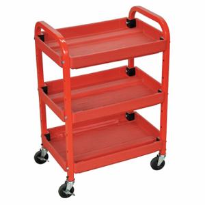 GRAINGER ATC332 Utility Cart With Deep Lipped Plastic Shelves, 95 lb Load Capacity, Red, 3 Shelves | CQ3QVB 8EDX2
