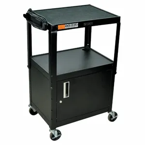 GRAINGER AVJ42C Audio-Visual Cart Shelf, Black, 24 x 18 x 42 Inch Size | CD3FJJ 8RHH2