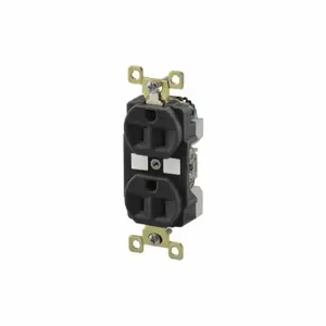 GRAINGER BRY5262BLKWR Receptacle, Duplex, 5-15R, 125V AC, 15 A, 2 Poles, Black, Screw Terminals, Std Protection | CQ2GAQ 52HD07