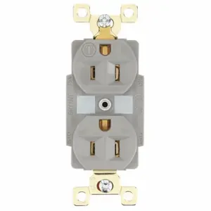 GRAINGER BRY5262GRY Receptacle, Duplex, 5-15R, 125V AC, 15 A, 2 Poles, Gray, Screw Terminals, Std Protection | CQ2GAV 52HD08