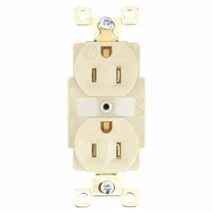 GRAINGER BRY5262I Receptacle, Duplex, 5-15R, 125V AC, 15 A, 2 Poles, Ivory, Screw Terminals, Std Protection | CR3DHZ 49YZ02