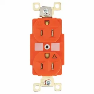 GRAINGER BRY5262IG Receptacle, Duplex, 5-15R, 125V AC, 15 A, 2 Poles, Orange, Screw Terminals | CQ2GBA 49YZ03