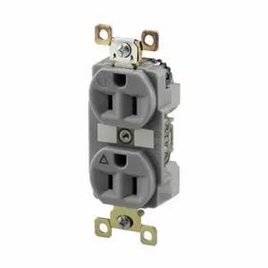 GRAINGER BRY5262IGGRY Receptacle, Duplex, 5-15R, 125V AC, 15 A, 2 Poles, Gray, Screw Terminals, Isolated Ground | CQ2GAU 52HD11