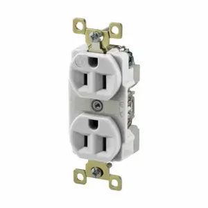 GRAINGER BRY5262W Receptacle, Duplex, 5-15R, 125V AC, 15 A, 2 Poles, White, Screw Terminals, Std Protection | CQ2GBE 52HD16