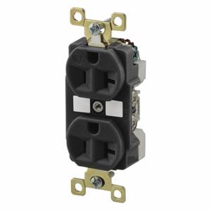 GRAINGER BRY5362BLK Receptacle, Duplex, 5-20R, 125V AC, 20 A, 2 Poles, Black, Screw Terminals, Std Protection | CQ2GBF 52HD19