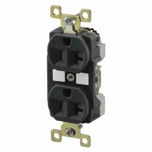 GRAINGER BRY5362BLKWR Receptacle, Duplex, 5-20R, 125V AC, 20 A, 2 Poles, Black, Screw Terminals, Std Protection | CQ2GBG 52HD20