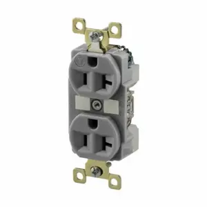 GRAINGER BRY5362GRY Receptacle, Duplex, 5-20R, 125V AC, 20 A, 2 Poles, Gray, Screw Terminals, Std Protection | CQ2GBL 52HD21