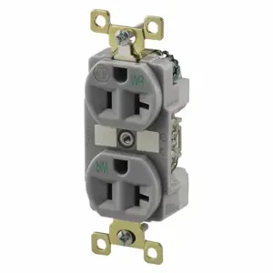 GRAINGER BRY5362GRYWR Receptacle, Duplex, 5-20R, 125V AC, 20 A, 2 Poles, Gray, Screw Terminals, Std Protection | CQ2GBK 52HD22