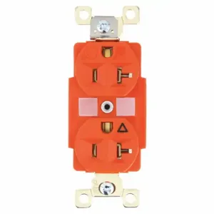 GRAINGER BRY5362IG Receptacle, Duplex, 5-20R, 125V AC, 20 A, 2 Poles, Orange, Screw Terminals | CQ2GBP 49YZ05