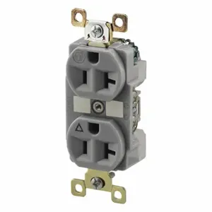 GRAINGER BRY5362IGGRY Receptacle, Duplex, 5-20R, 125V AC, 20 A, 2 Poles, Gray, Screw Terminals, Isolated Ground | CQ2GBJ 52HD24