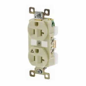 GRAINGER BRY5362IGI Receptacle, Duplex, 5-20R, 125V AC, 20 A, 2 Poles, Ivory, Screw Terminals, Isolated Ground | CQ2GCG 52HD25