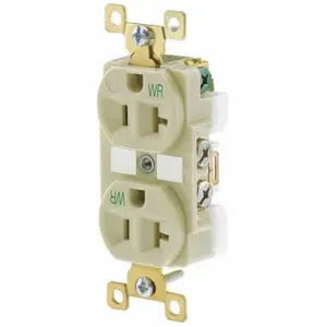 GRAINGER BRY5362IWR Receptacle, Duplex, 5-20R, 125V AC, 20 A, 2 Poles, Ivory, Screw Terminals, Std Protection | CQ2GBN 52HD27