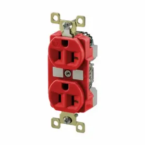 GRAINGER BRY5362RED Receptacle, Duplex, 5-20R, 125V AC, 20 A, 2 Poles, Red, Screw Terminals, Std Protection | CQ2GBQ 52HD28