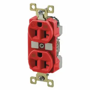 GRAINGER BRY5362REDWR Receptacle, Duplex, 5-20R, 125V AC, 20 A, 2 Poles, Red, Screw Terminals, Std Protection | CQ2GBR 52HD29