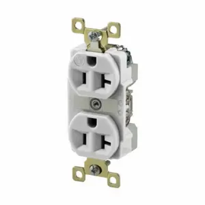 GRAINGER BRY5362W Receptacle, Duplex, 5-20R, 125V AC, 20 A, 2 Poles, White, Screw Terminals, Std Protection | CR3DJA 52HD30