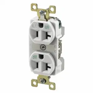 GRAINGER BRY5362WWR Receptacle, Duplex, 5-20R, 125V AC, 20 A, 2 Poles, White, Screw Terminals, Std Protection | CQ2GBU 52HD32