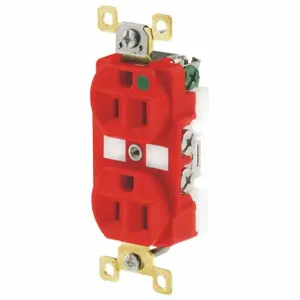 GRAINGER BRY8200REDL Receptacle, Duplex, 5-15R, 15 A, 125V AC, Red, 2 Poles, Screw Terminals | CQ2EXH 52HD44