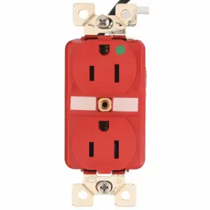 GRAINGER BRY8200RTR Receptacle, Duplex, 5-15R, 15 A, 125V AC, Red, 2 Poles, Screw Terminals | CQ2EXJ 52HD45