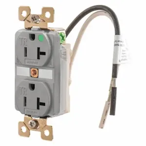 GRAINGER BRY8300GTR Receptacle, Duplex, 5-20R, 20 A, 125V AC, Gray, 2 Poles, Screw Terminals | CQ2EZP 437L56