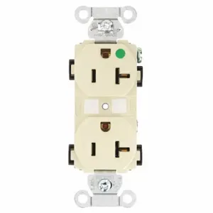 GRAINGER BRY8300HBI Receptacle, Duplex, 5-20R, 20 A, 125V AC, Ivory, 2 Poles, Screw Terminals, Hospital Grade | CQ2EYK 49YY78