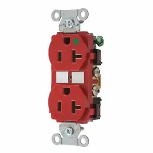 GRAINGER BRY8300HBRED Receptacle, Duplex, 5-20R, 20 A, 125V AC, Red, 2 Poles, Screw Terminals, Hospital Grade | CQ2EYT 49YY81