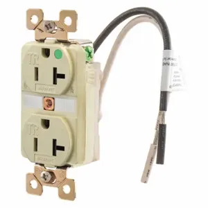 GRAINGER BRY8300ITR Receptacle, Duplex, 5-20R, 20 A, 125V AC, Ivory, 2 Poles, Screw Terminals | CQ2EZN 437L57