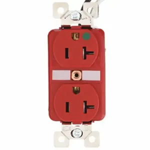 GRAINGER BRY8300RTR Receptacle, Duplex, 5-20R, 20 A, 125V AC, Red, 2 Poles, Screw Terminals | CQ2EYP 49YZ12