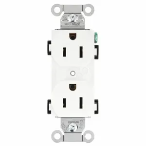 GRAINGER BRYCBR15W Receptacle, Duplex, 5-15R, 15 A, 125V AC, White, 2 Poles, Screw Terminals | CP8XYC 52HD65