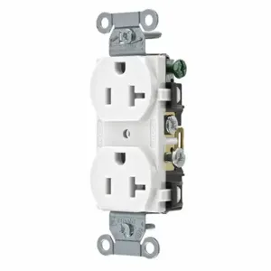 GRAINGER BRYCRS20W Receptacle, Duplex, 5-20R, 20 A, 125V AC, White, 2 Poles, Screw Terminals | CP8XWT 52HD94