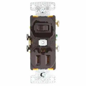 GRAINGER BRYRC108 Combination Device, Switch and Outlet, Toggle Switch, 5-15R, 15 A, 120VAC, 1 Poles, Brown | CP8XTD 49YZ79