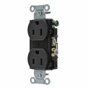 GRAINGER CBRS15BLK Receptacle, Duplex, 5-15R, 15 A, 125V AC, Black, 2 Poles, Screw Terminals, Std Resist | CP8XUU 52HD55